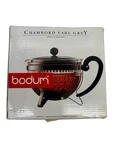 Nib Bodum Chambord Earl Grey 1922-16 Glass Pot, Metal Lid, Plastic Basket Blue. Fixed Price $44.99.