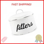 Auldhome Design Basket Coffee Filter Holder, White Enamel Storage Contain. Fixed Price $32.46.