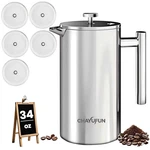 Chayufun Premium Stainless Steel French Press Coffee Maker 5 Pack Filter-. Fixed Price $33.63.