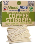 Woodable 5.5" Wooden Coffee Stirrers - 1000 Count, Disposable, Compostable. Fixed Price $43.68.