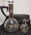 Vtg Glass Coffee Decanter Pot & Matching Cream Cup - Cork Lid On Lg. Carafe. Fixed Price $44.99.