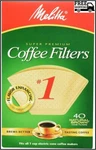 Melitta 620122 40 Count #1 Natural Brown Cone Coffee Filters (pack 5). Fixed Price $27.00.