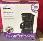 Rival 5-CUP Coffee Maker Black Removable Filter Basket Pause-and-serve. Fixed Price $11.95.