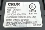 Crux Cup Coffee Maker MODEL:CM1060T-ET Item: 14540 Filter. Fixed Price $15.00.
