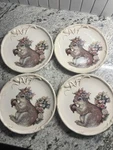 4 Pc Natures Home Squirrel Floral Microwave / Dishwasher Safe Dinner Plates Set. Fixed Price $35.00.