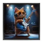 Stupell Industries Cat Guitarist Band Gold Framed Floater Canvas Wall Art. Fixed Price $126.60.