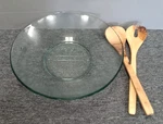 Ecogreen Glass 12.5'' Vintage Retro Design Salad Bowl With Tossers. Fixed Price $32.79.