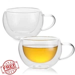 Gurudar Double Wall Glass Tea Cups, 7OZ Espresso Mugs With Handle. Fixed Price $20.00.