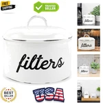 Distressed Enamel Coffee Filter Holder - Rustic Storage For Charming Kitchens. Fixed Price $36.79.