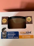#4 Goldtone Original Cone Permanent Coffee Reusable Filter 8-12CUP Nib. Fixed Price $6.99.